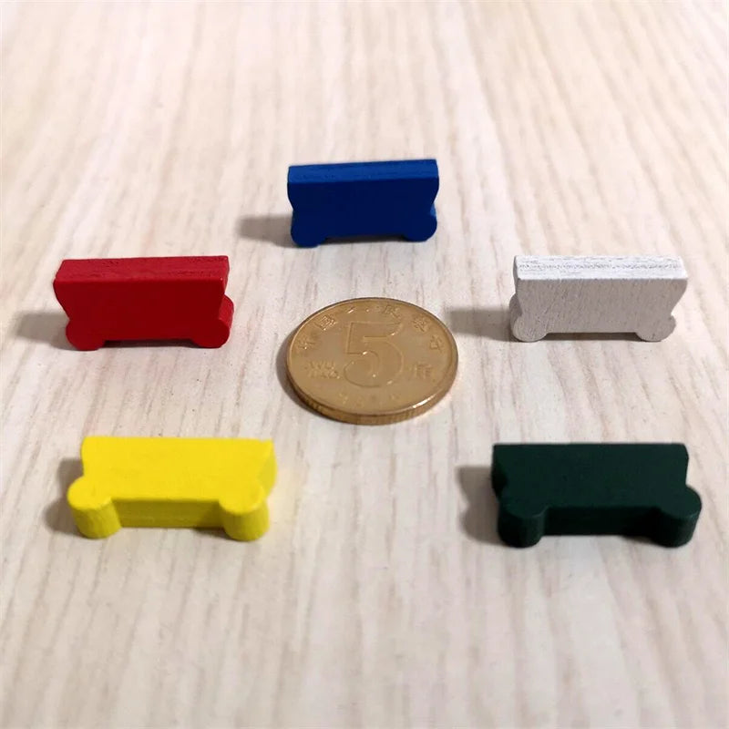 50PC Colorful Wooden Cart Shape For Board Games
