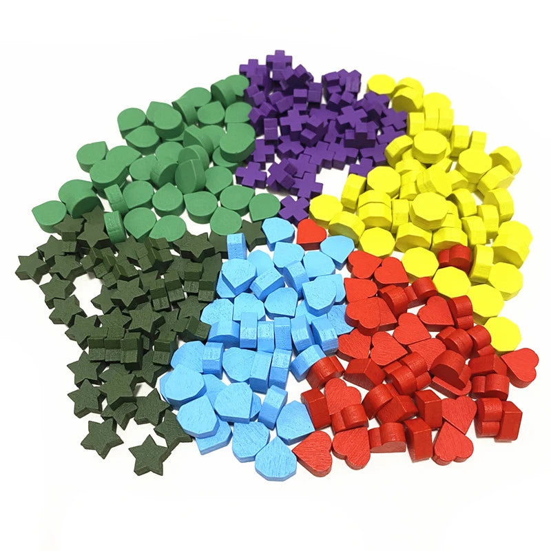 100Pcs Heart/Diamond/Water/Cross/Star Wood Game Pieces