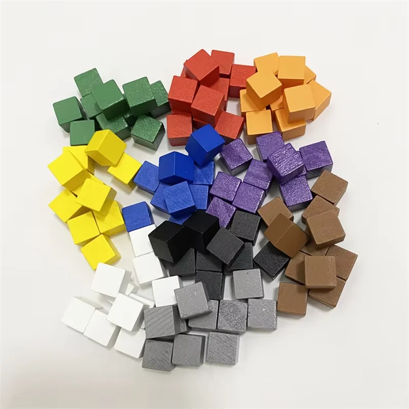 100Pcs Wood Cubes Colorful Pieces For Board Games