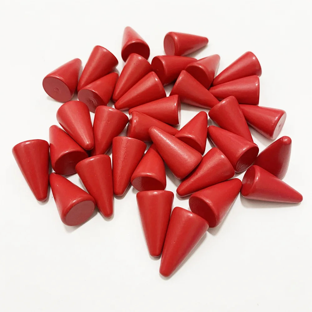 30Pcs Conical Shape Wooden Game Piece
