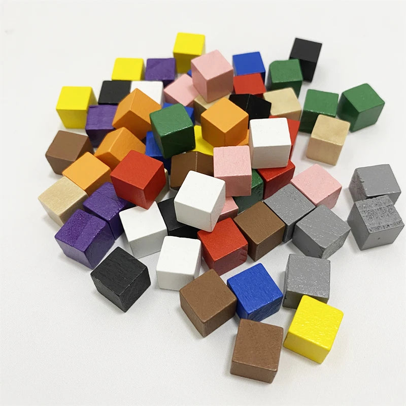 50Pcs Colorful Wood Cubes For Board Games