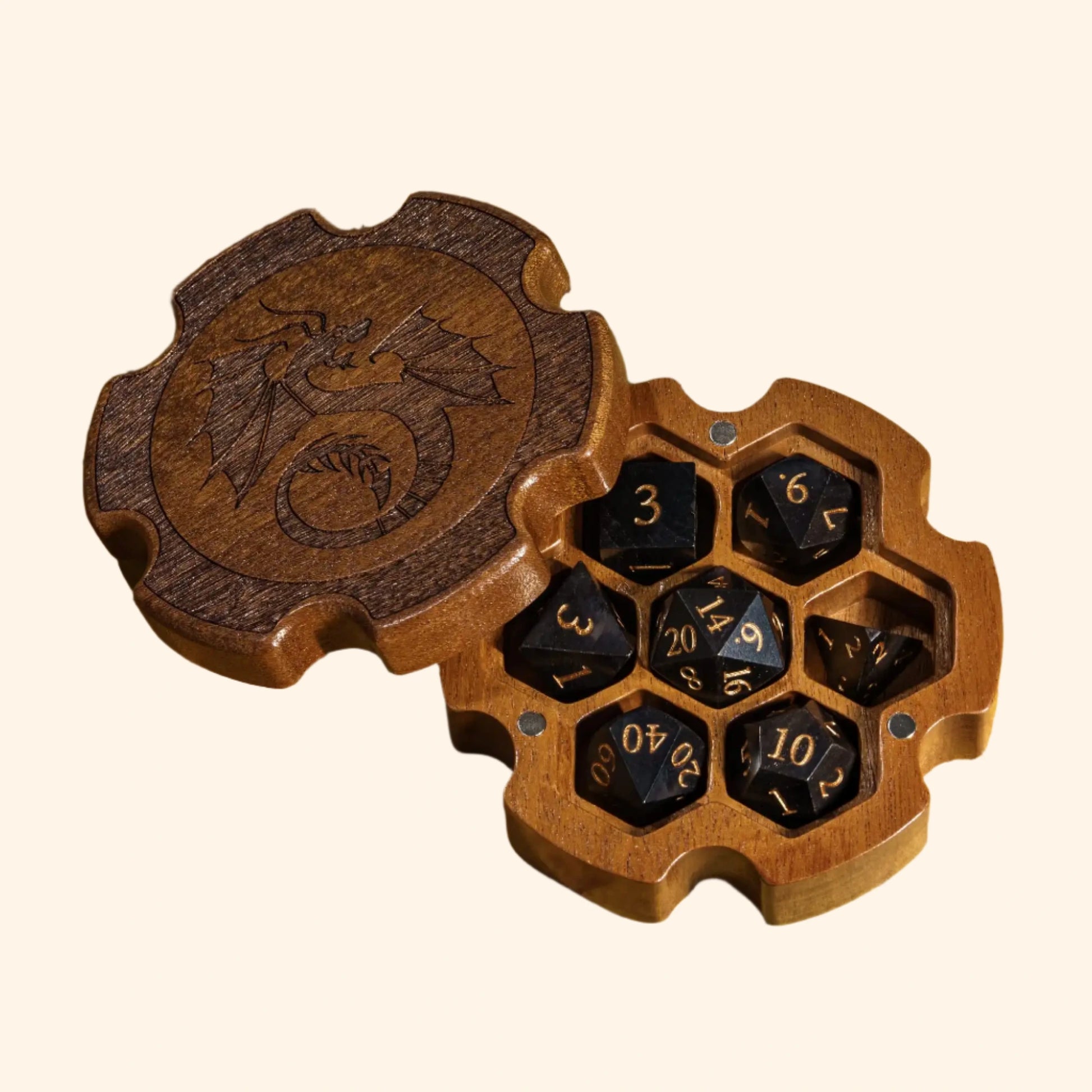 Flying Dragon Gear Wooden Dice Box for 1 Set of 16mm Dice - Out of Play