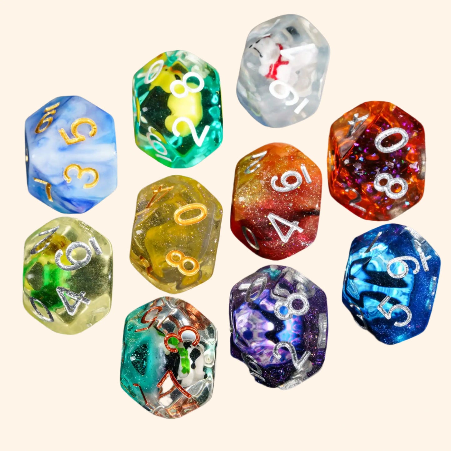 Random Color 7Pcs Set Resin Dice - Out of Play