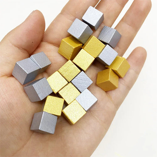 50/100Pcs Gold/Silver Wood Cubes For Board Game - Out of Play