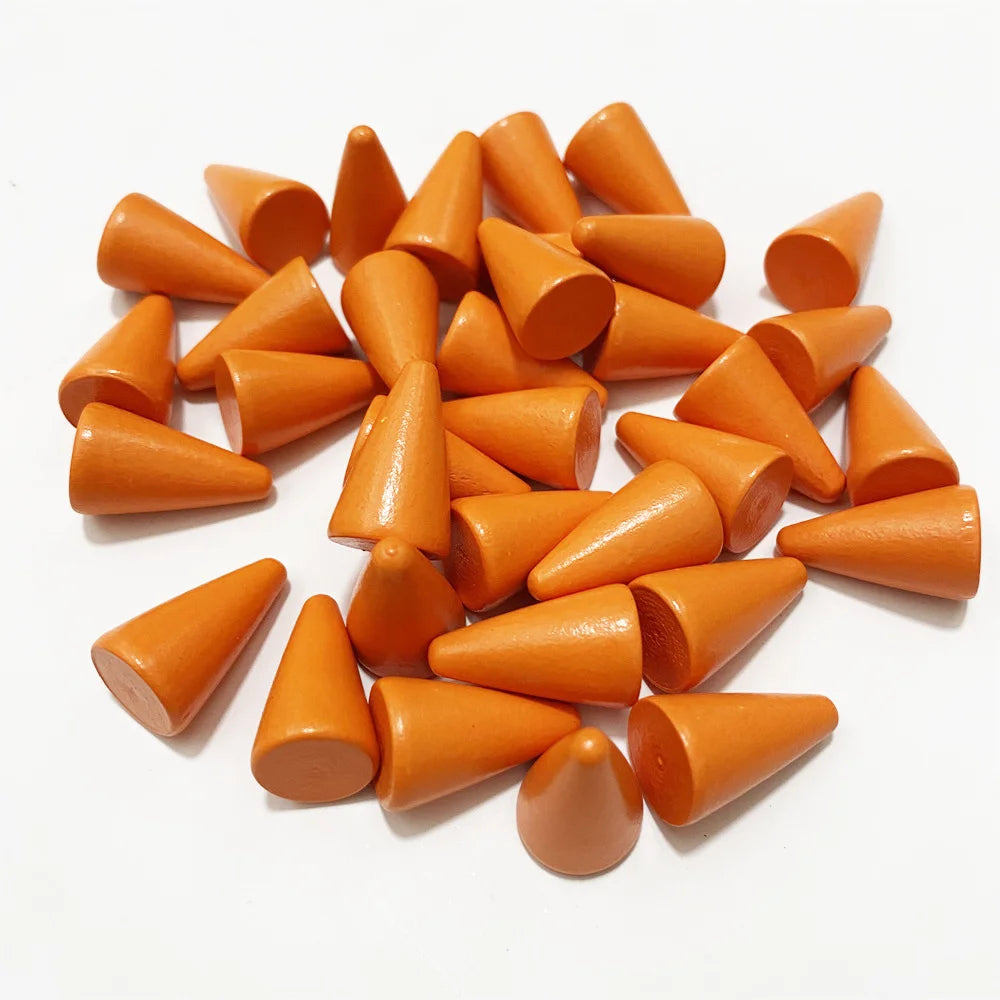 30Pcs Conical Shape Wooden Game Piece