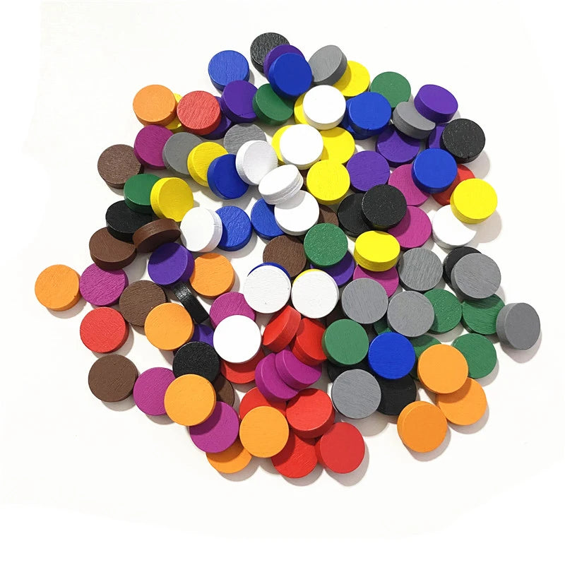 100pcs Wooden Disk Game Tokens For Board Games
