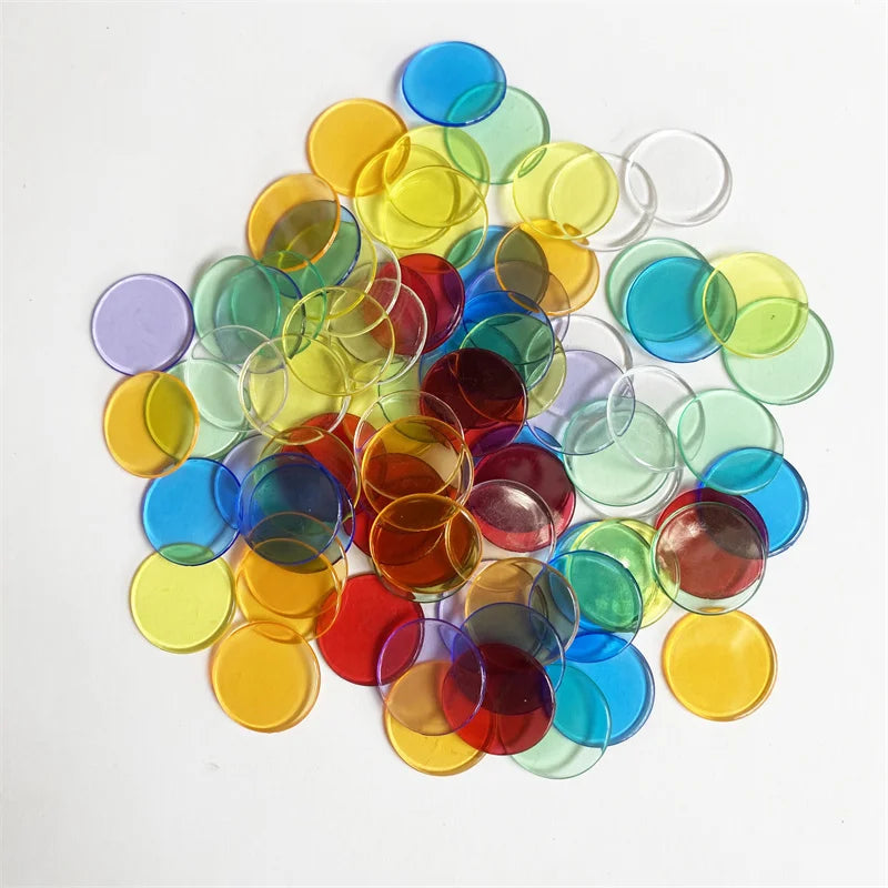100pcs Transparent and Solid Chips For Board Game Tokens