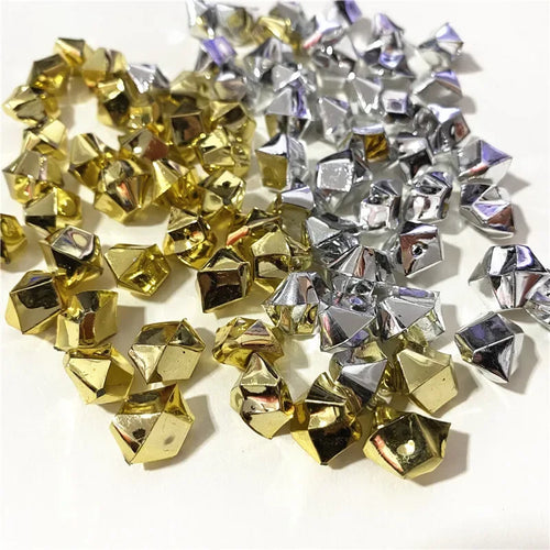 50PCS Acrylic Gold Silver Irregular Stone Game Pieces - Out of Play