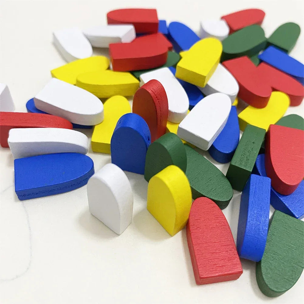 50Pc Colorful Wooden Boat Game Pieces - Out of Play