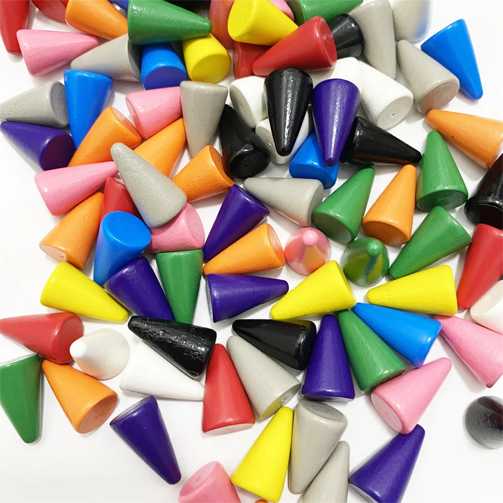 30Pcs Conical Shape Wooden Game Piece