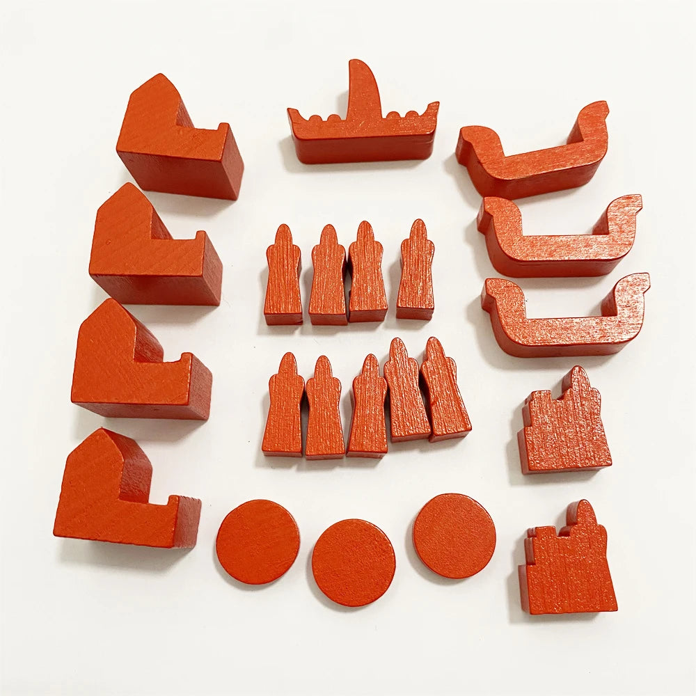 Sets of Wooden City and Goods For Board Games