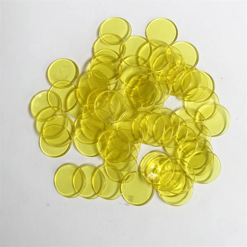 100pcs Transparent and Solid Chips For Board Game Tokens