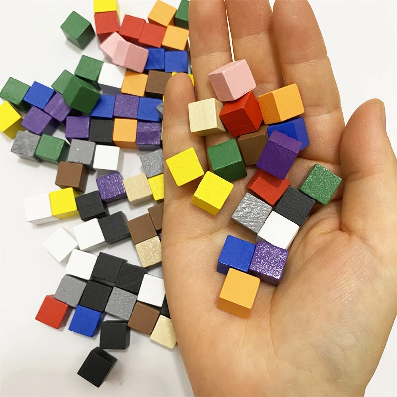 100Pcs Wood Cubes Colorful Pieces For Board Games