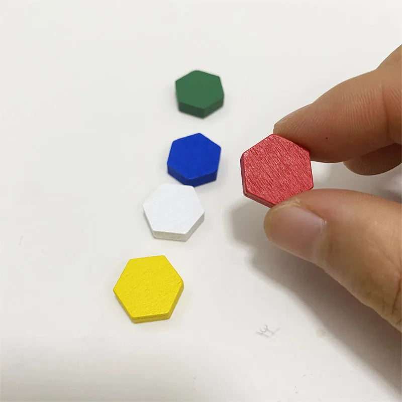50Pcs Wooden Hexagonal Tokens For Board Games