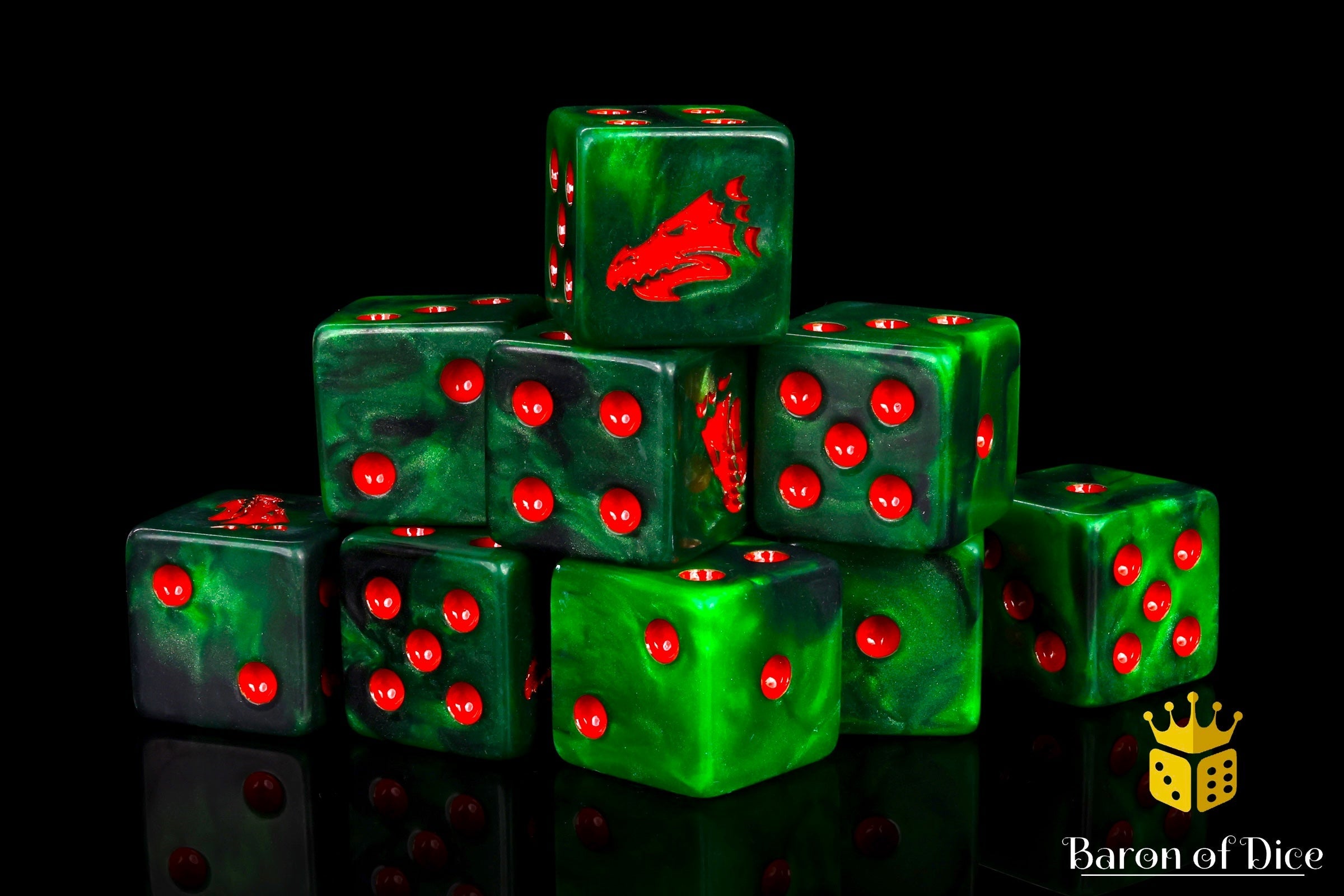 Drake Dice - Green & Orange