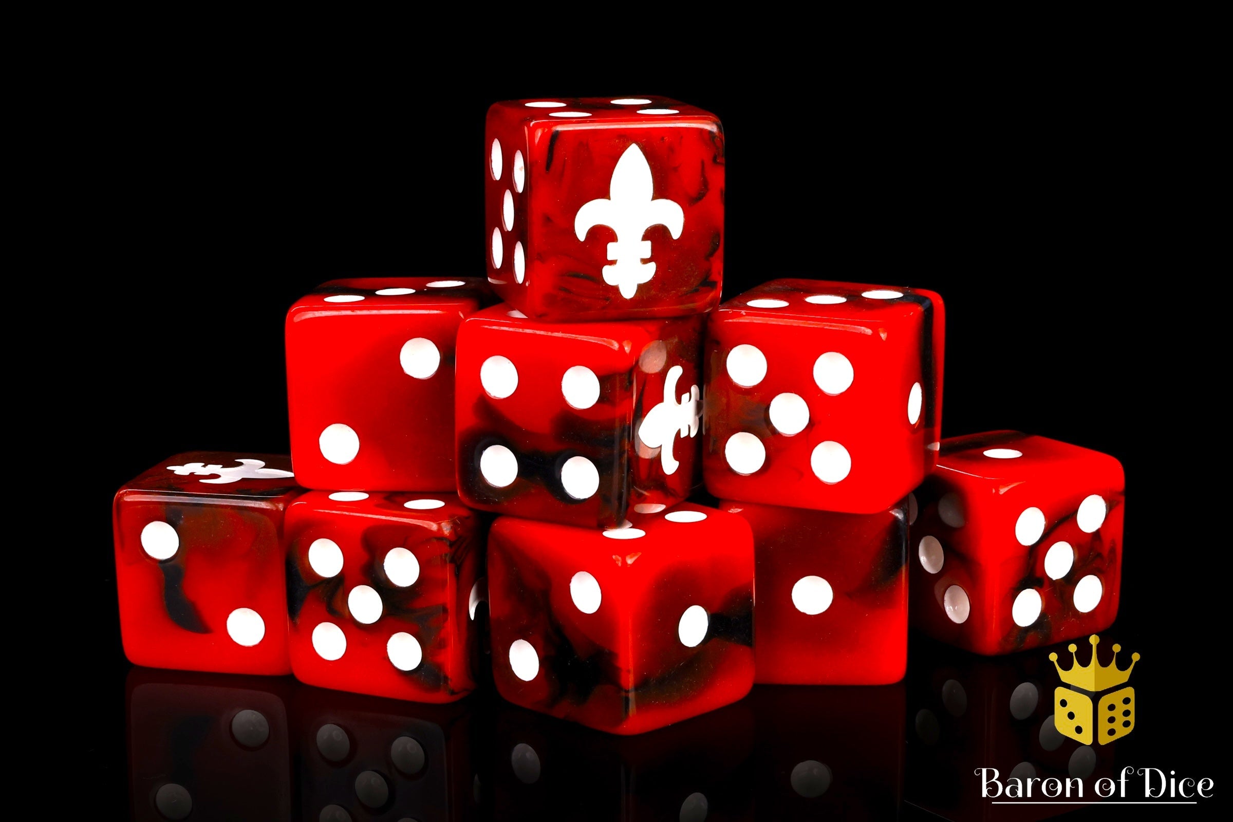Fleur De Lis Dice - Red