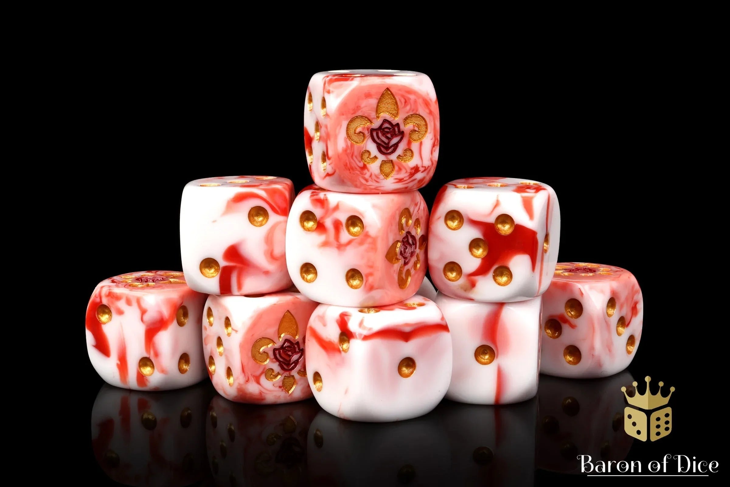 Fleur De Lis Dice - Bloody Rose - Out of Play