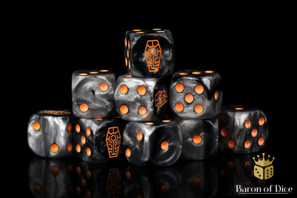 Day of the Dead Dice - Orange Coffin - Out of Play