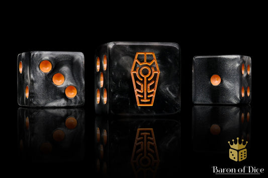 Day of the Dead Dice - Orange Coffin - Out of Play