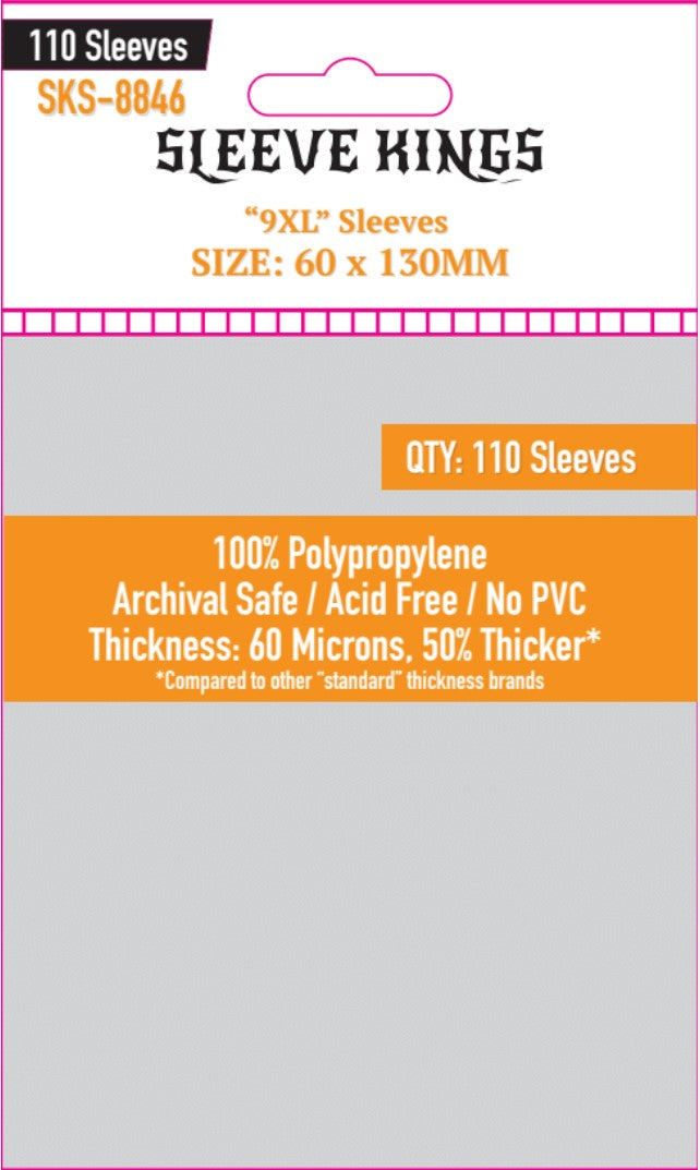 9XL Game Card Sleeves (60x130mm) 110 Pack, 60 Microns, SKS-8846 - Out of Play