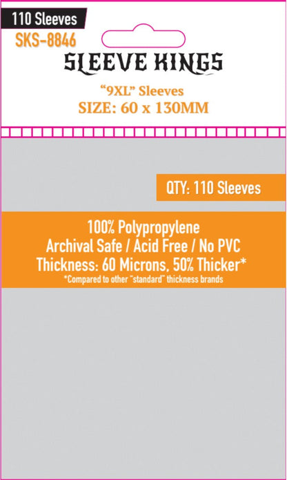 9XL Game Card Sleeves (60x130mm) 110 Pack, 60 Microns, SKS-8846 - Out of Play