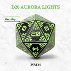 Space Dice Meteor Runestones™ - 25mm D20 - Aurora Lights - Out of Play