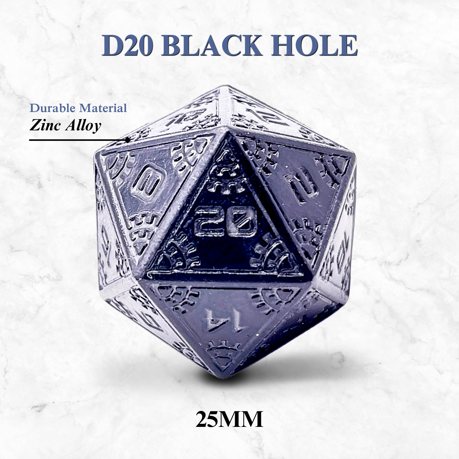 Space Dice Meteor Runestones™ - 25mm D20 - Black Hole - Out of Play