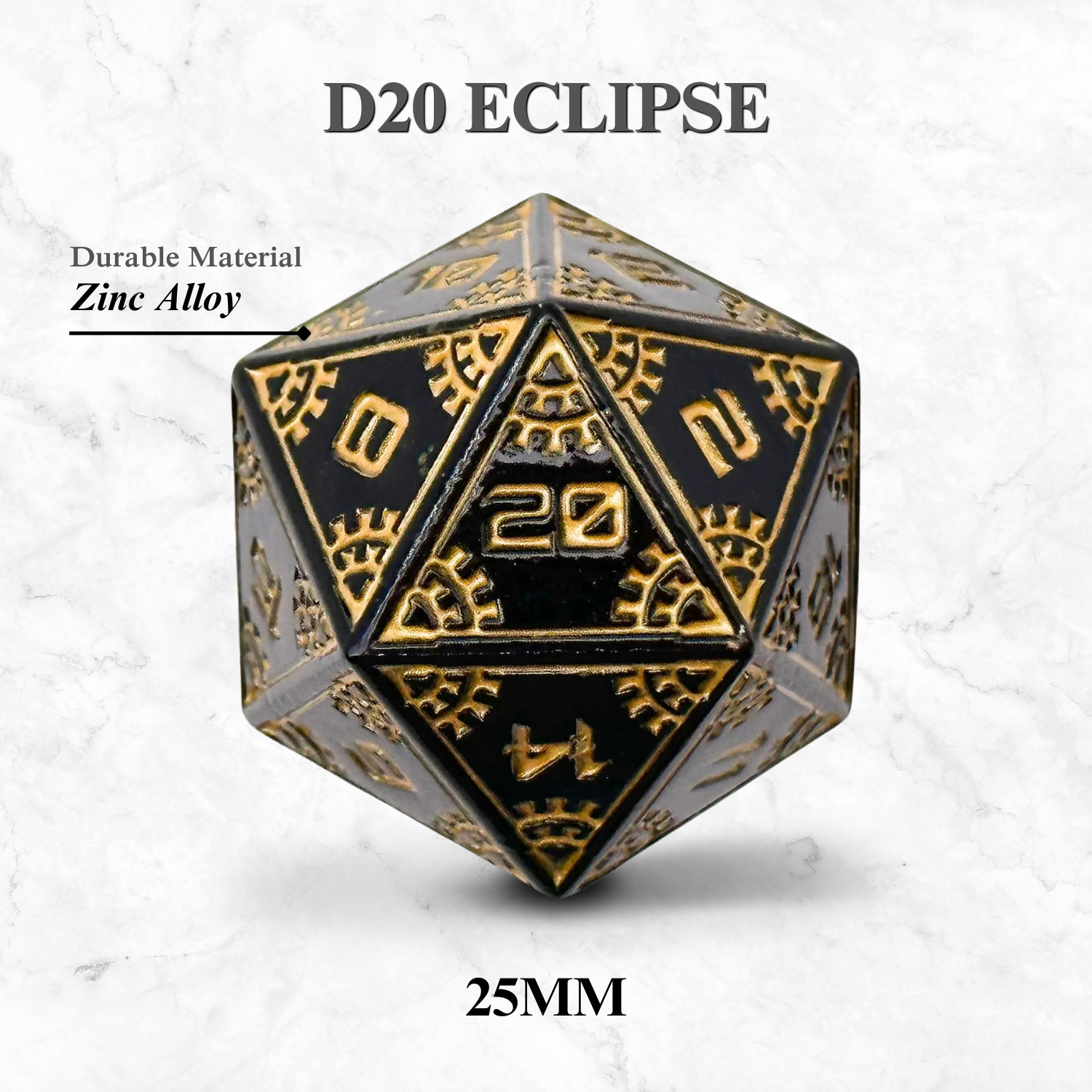 Space Dice Meteor Runestones™ - 25mm D20 - Eclipse - Out of Play