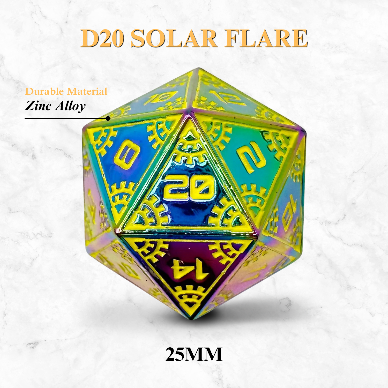 Space Dice Meteor Runestones™ - 25mm D20 - Solar Flare - Out of Play