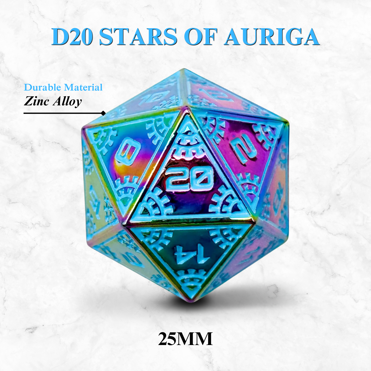 Space Dice Meteor Runestones™ - 25mm D20 - Stars of Auriga - Out of Play