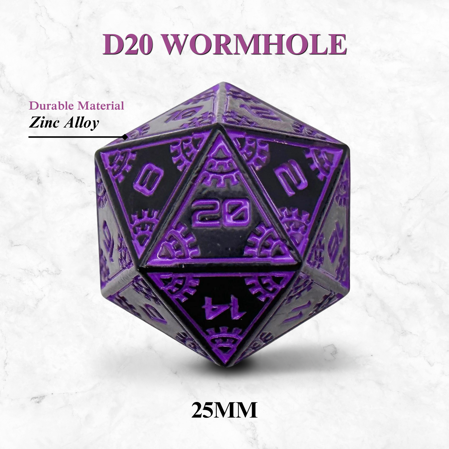 Space Dice Meteor Runestones™ - 25mm D20 - Wormhole - Out of Play