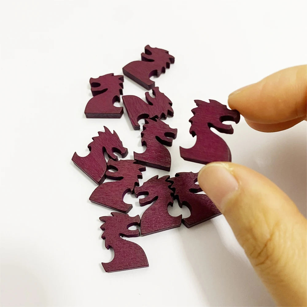 10pcs Wooden Dragon Shape Pieces For Board Games