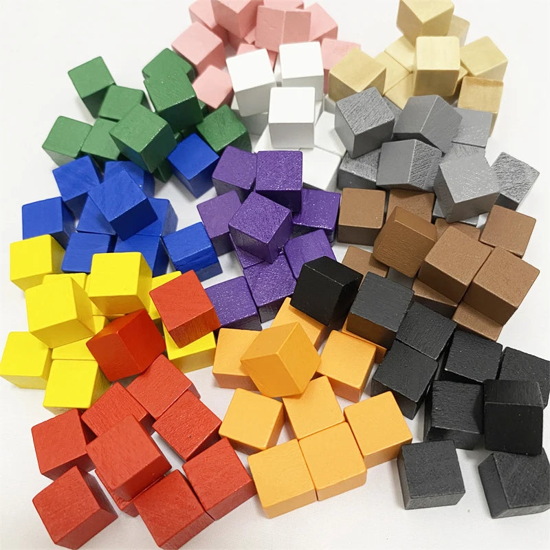 100Pcs Wood Cubes Colorful Pieces For Board Games