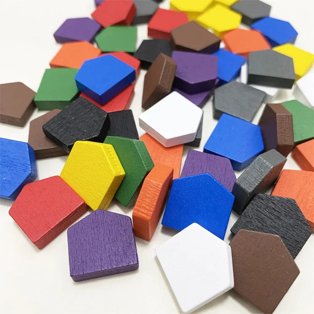 50PC Colorful Wooden House Pawns For Board Games - Out of Play