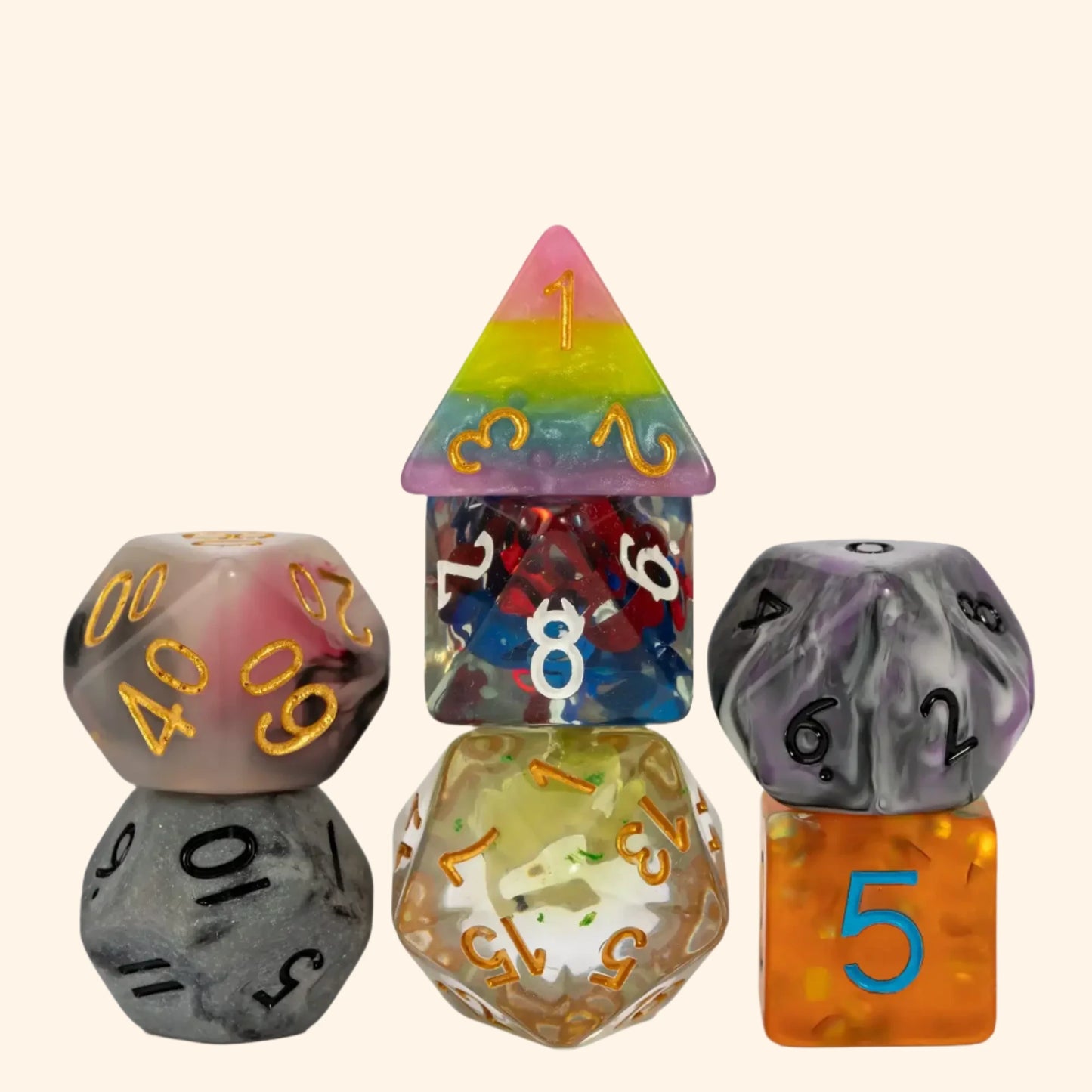 Random Color 7Pcs Set Resin Dice - Out of Play