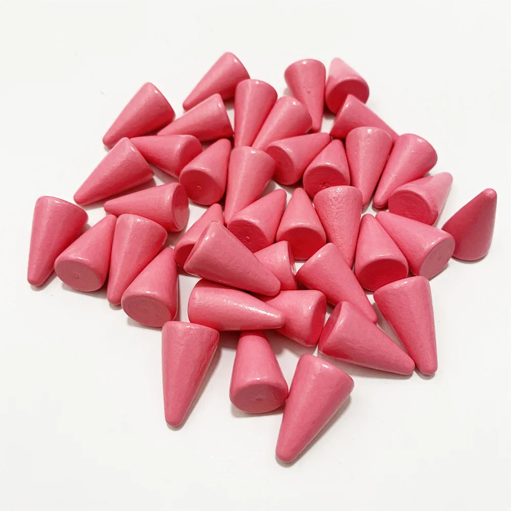 30Pcs Conical Shape Wooden Game Piece