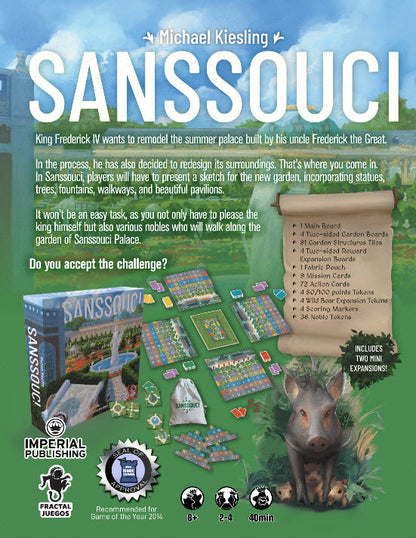 Sanssouci Board Game by Michael Keisling 2-4 Players - Out of Play