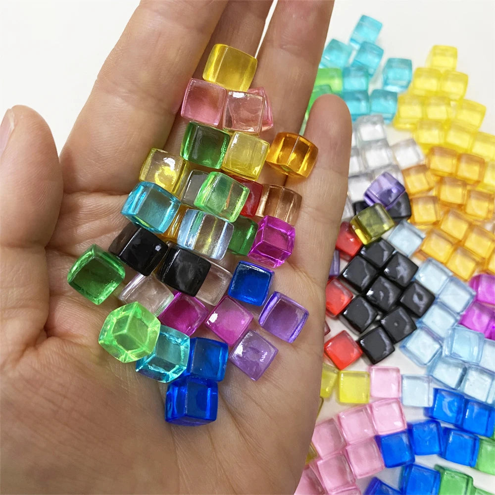 50Pcs Clear Colorful Cube Pieces For Board Games