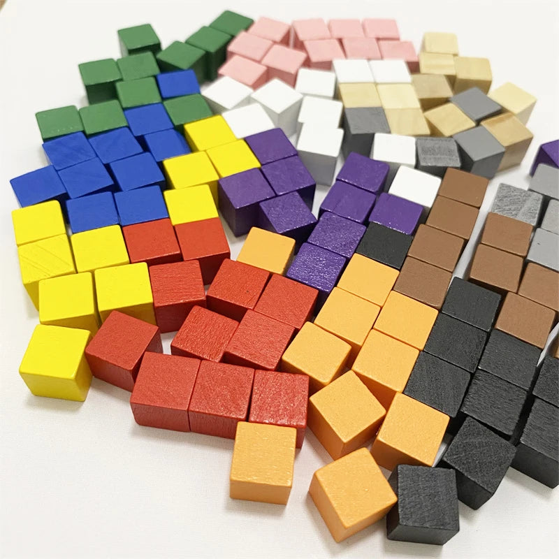 100Pcs Wood Cubes Colorful Pieces For Board Games