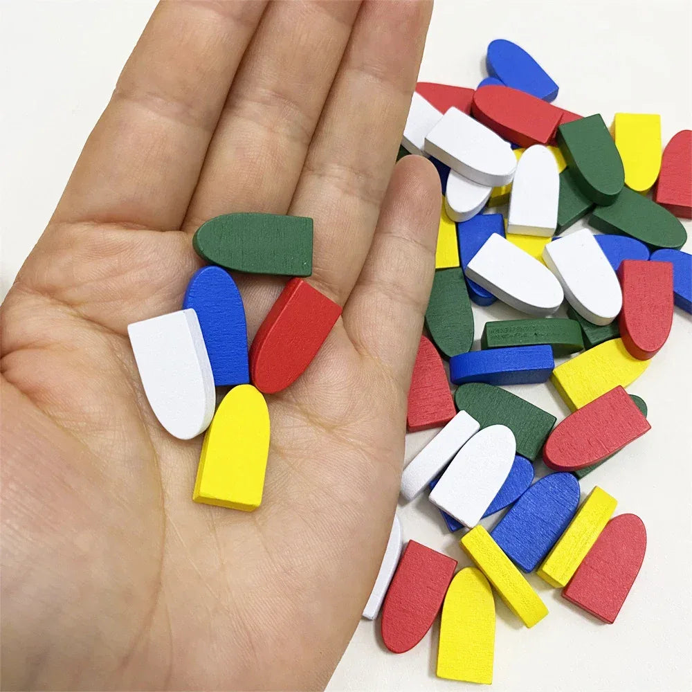 50Pc Colorful Wooden Boat Game Pieces - Out of Play