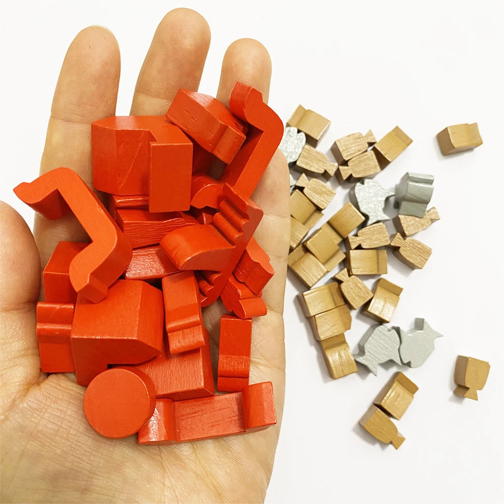 Sets of Wooden City and Goods For Board Games