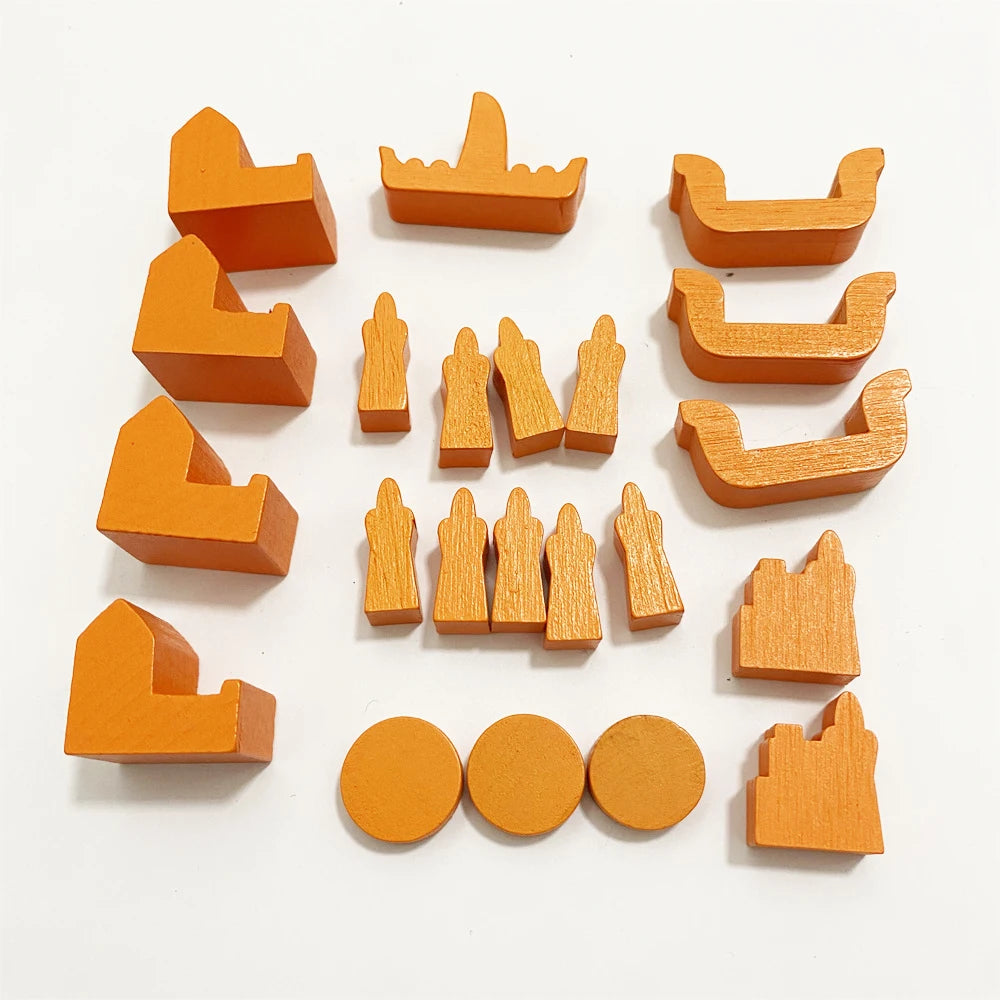 Sets of Wooden City and Goods For Board Games