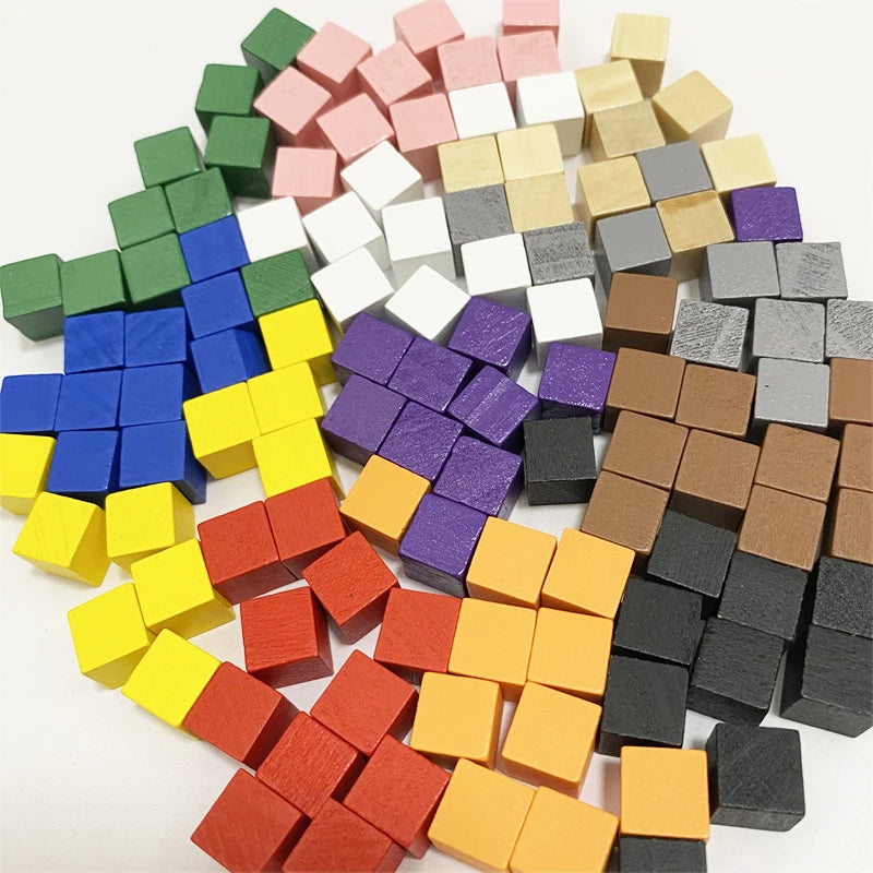 100Pcs Wood Cubes Colorful Pieces For Board Games
