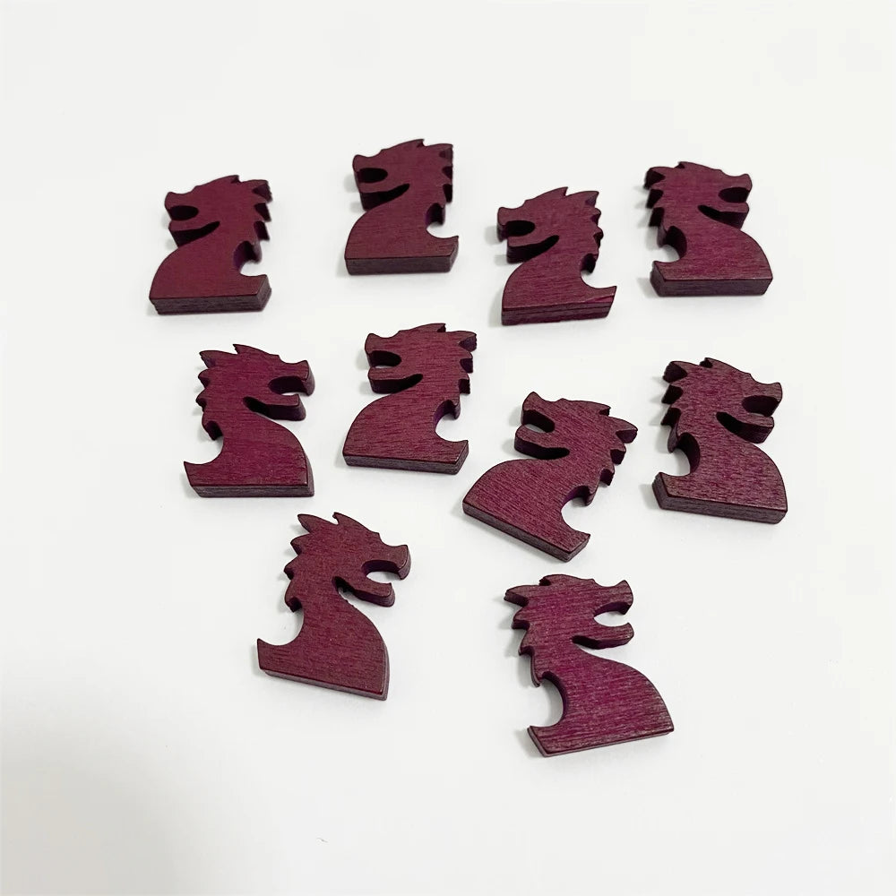 10pcs Wooden Dragon Shape Pieces For Board Games