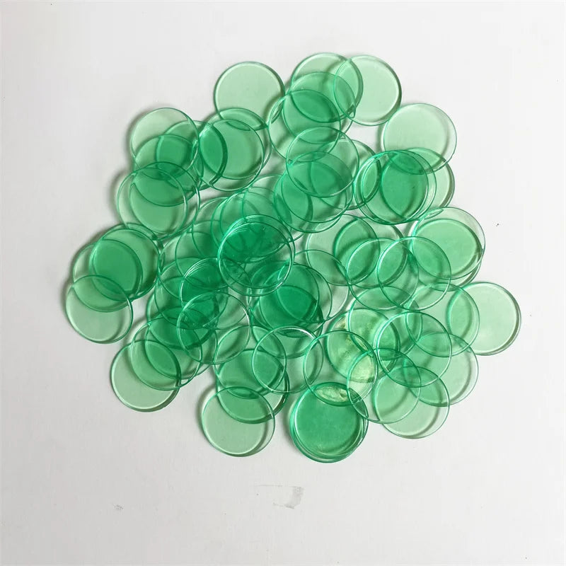 100pcs Transparent and Solid Chips For Board Game Tokens