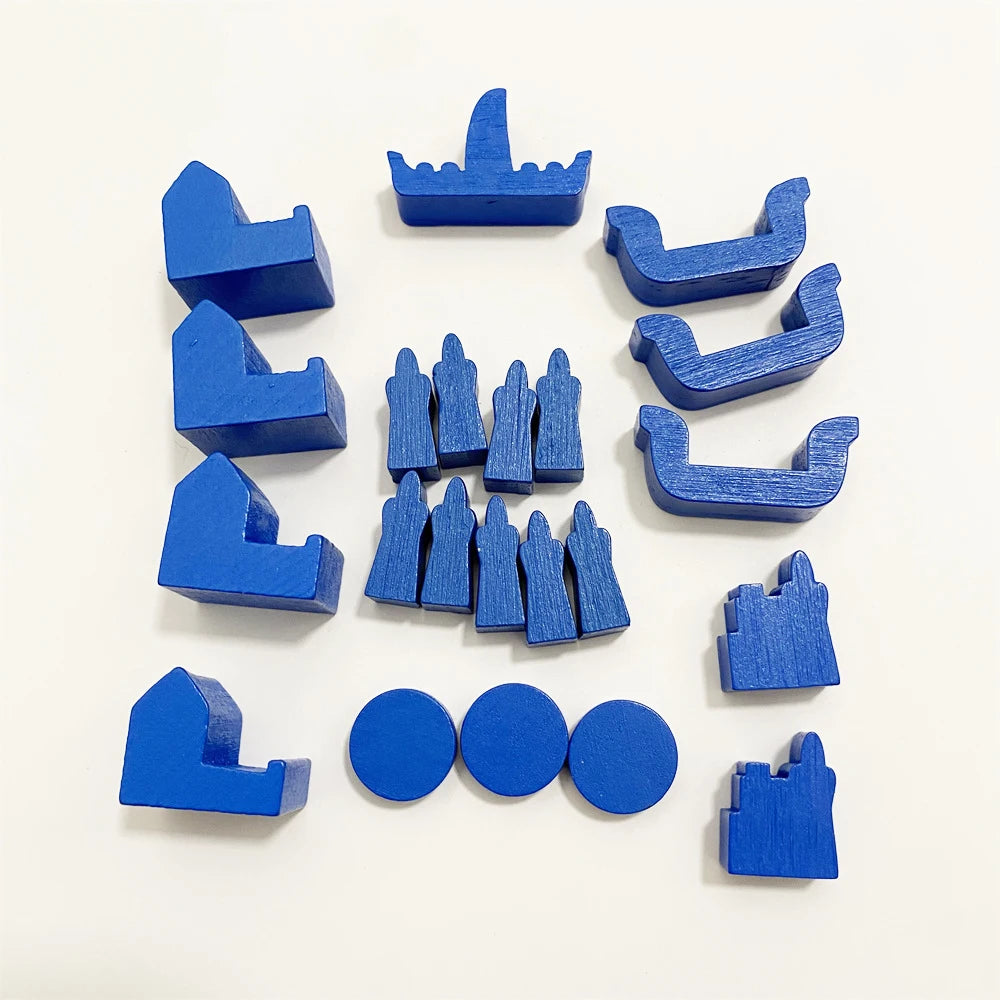 Sets of Wooden City and Goods For Board Games