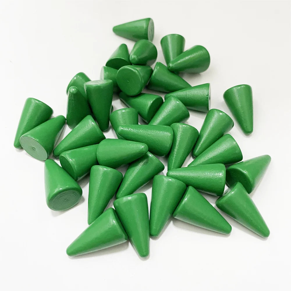30Pcs Conical Shape Wooden Game Piece