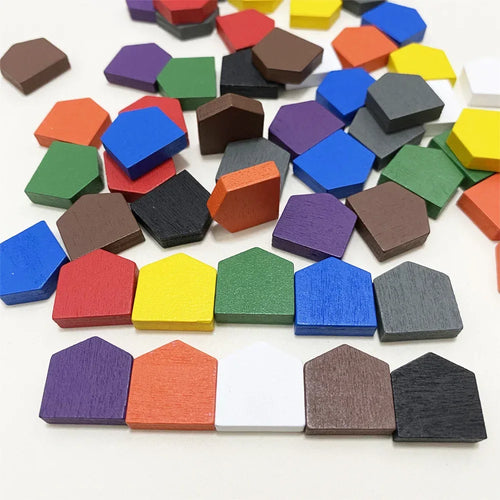 50PC Colorful Wooden House Pawns For Board Games - Out of Play
