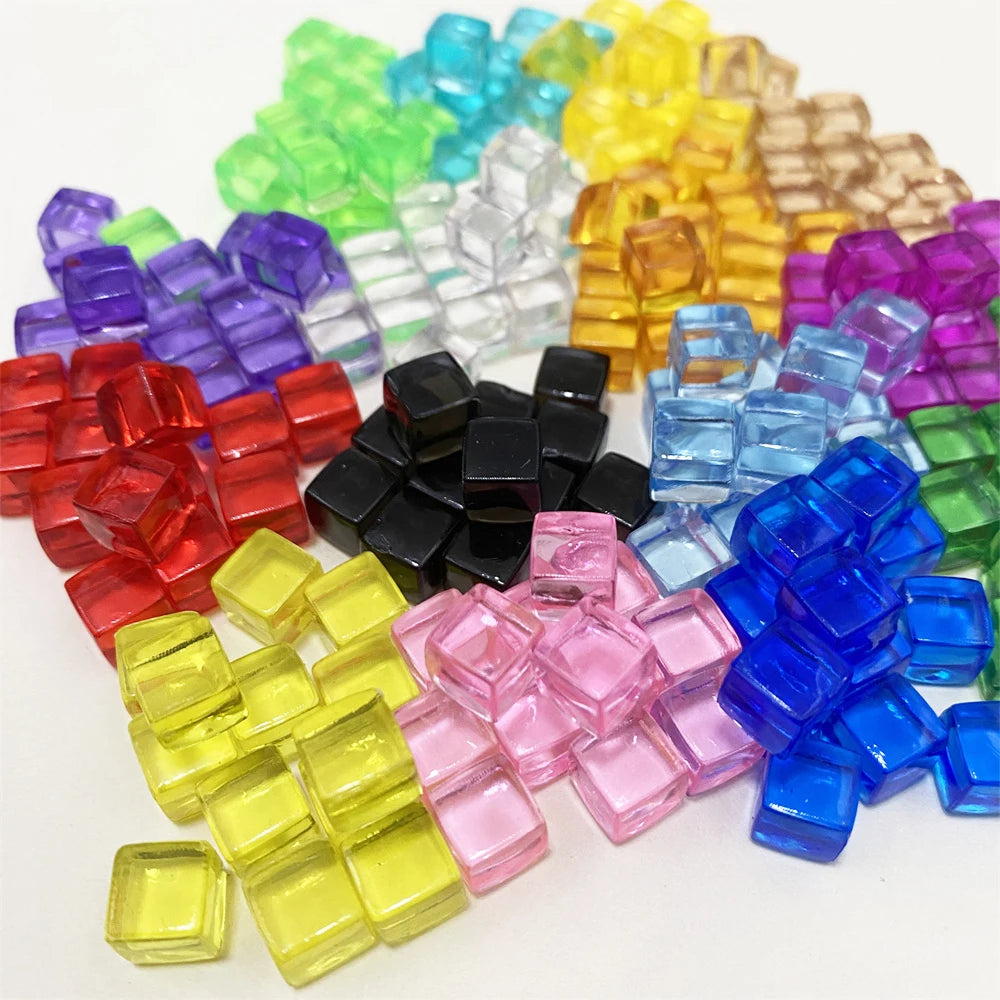 50Pcs Clear Colorful Cube Pieces For Board Games