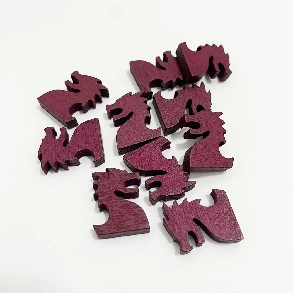 10pcs Wooden Dragon Shape Pieces For Board Games